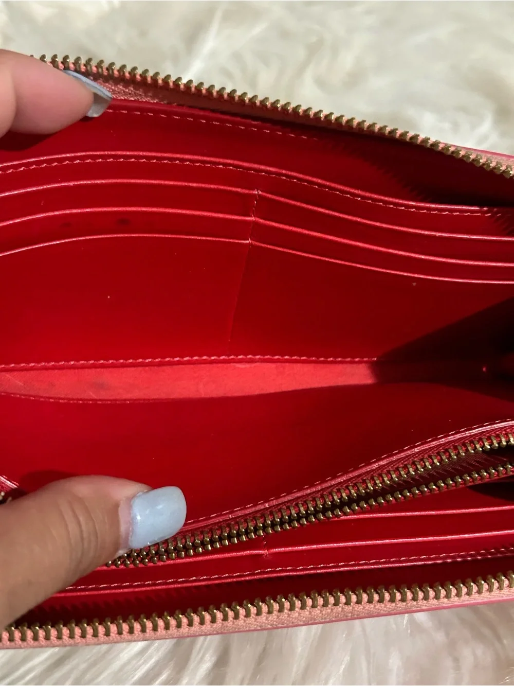 Christian Louboutin Pink Studded Zip-Around Wallet with Gold Accents